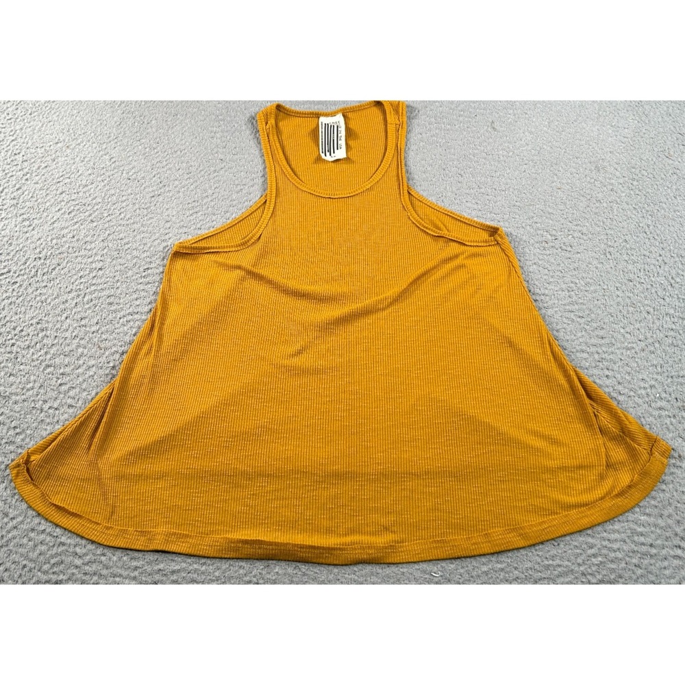 Free People Tank Womens Small Yellow Top Ribbed Athletic Sleeveless Boho Y2K USA